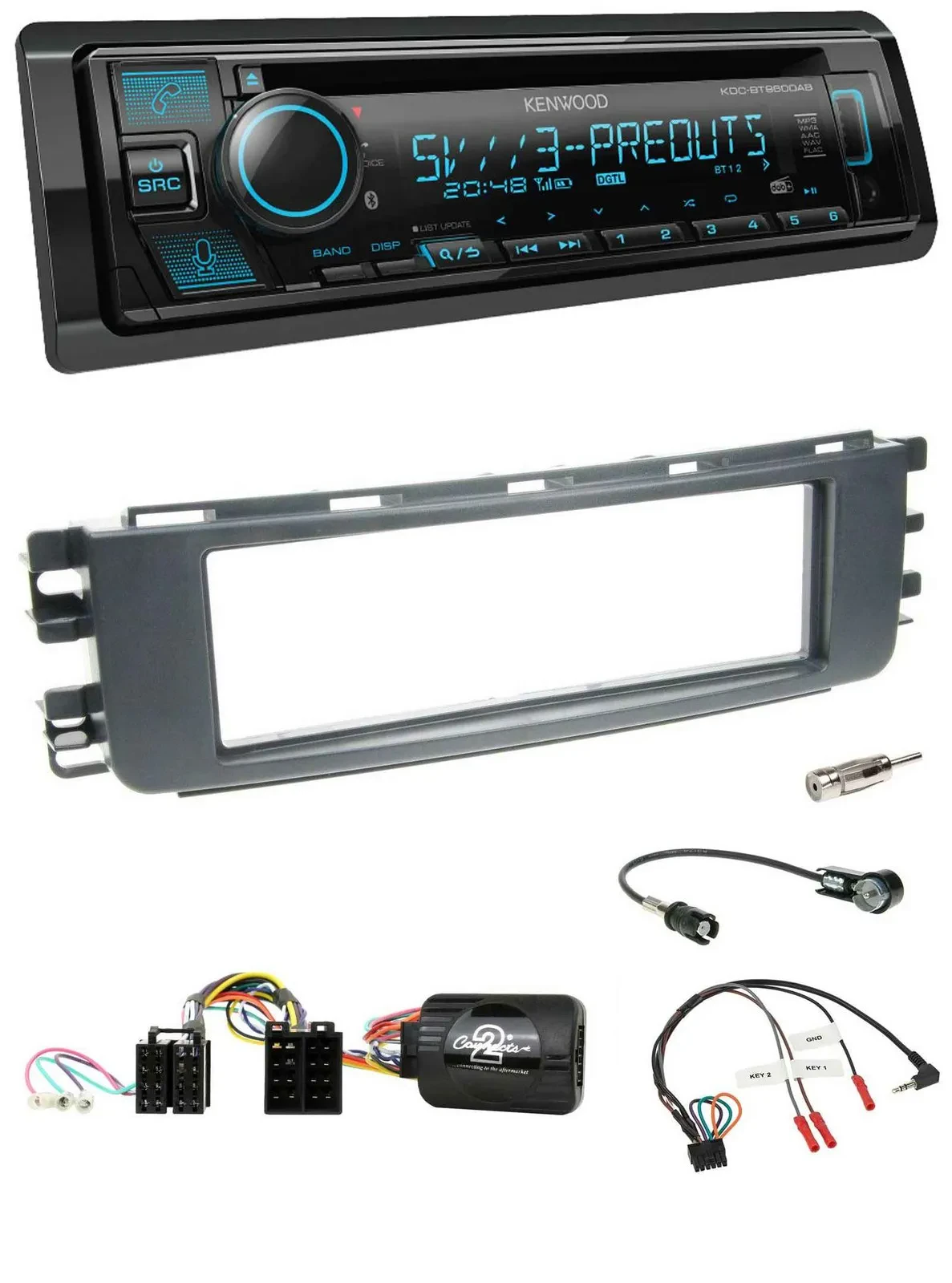 Kenwood Bluetooth USB CD Lenkrad DAB Autoradio für Smart ForFour 04-06 W454 Audi
