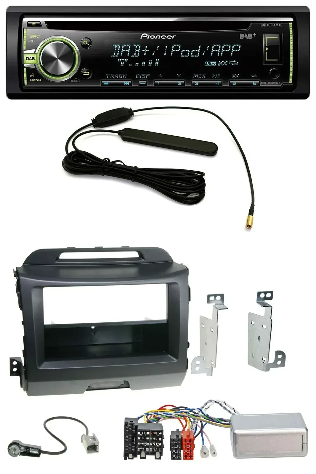 Автомагнитола для Kia Sportage 3 (2010–2015) Pioneer MP3/USB/CD/DAB, поддержка управления на руле, черный