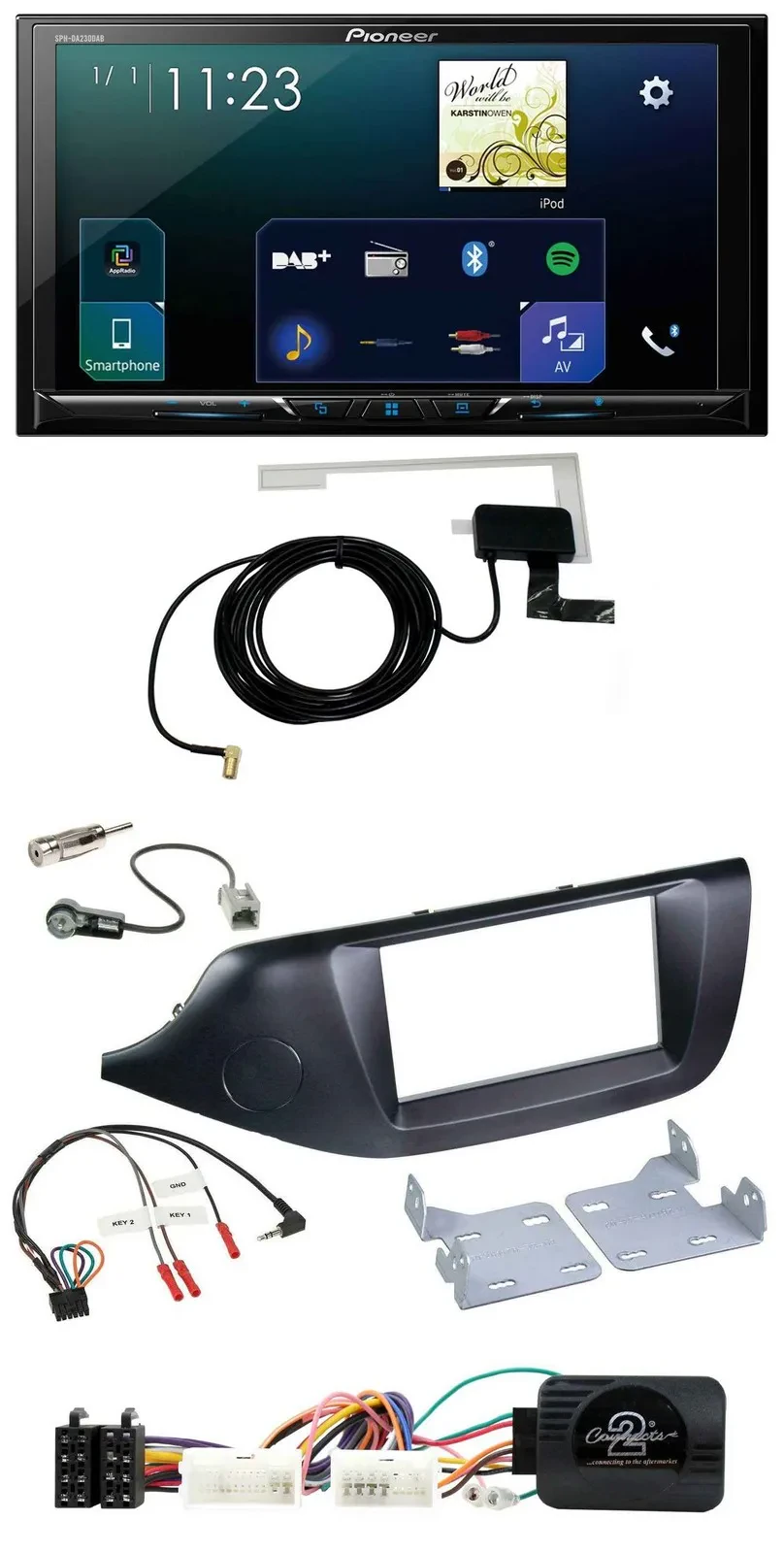 Автомагнитола Pioneer 2 DIN DAB, Bluetooth, USB, поддержка кнопок на руле, для Kia Ceed (с 2012), черный