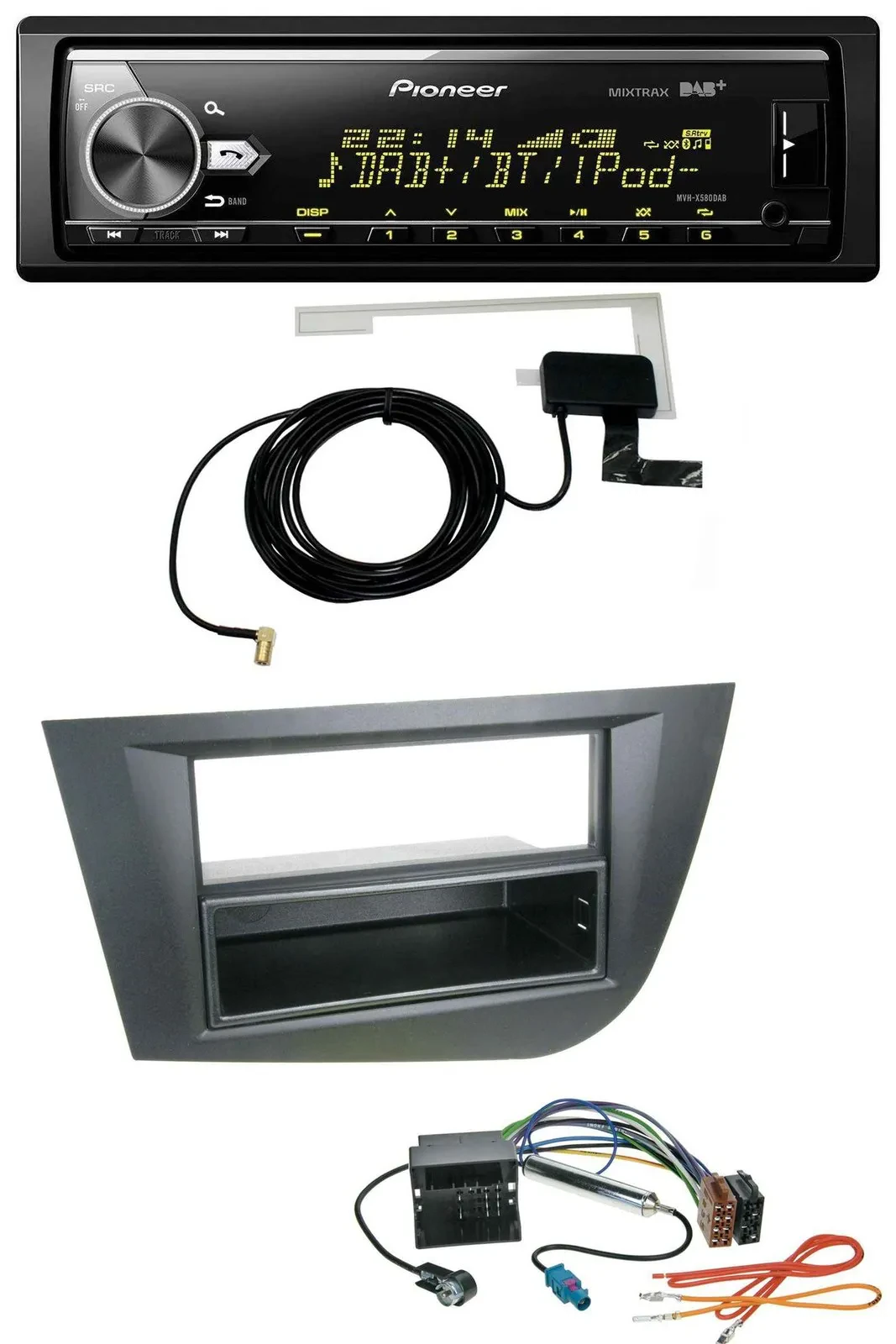 Автомагнитола для Seat Leon (с 2005) Pioneer Bluetooth DAB USB MP3 черный