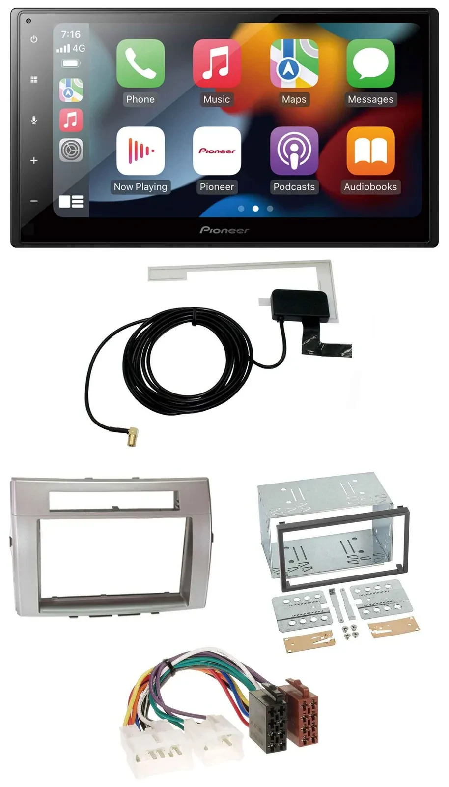 Автомагнитола Pioneer 2DIN, MP3 USB Bluetooth DAB, для Toyota Corolla Verso 2004–2009, серебристый