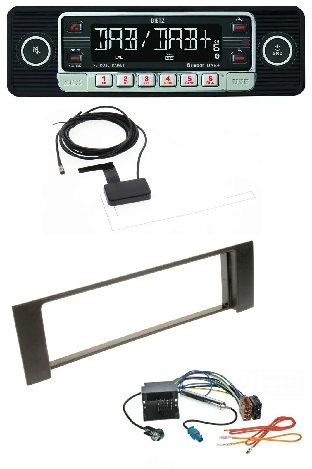 Dietz DAB Bluetooth USB MP3 Autoradio für Audi A4 00-04 B6 Quadlock Fakra