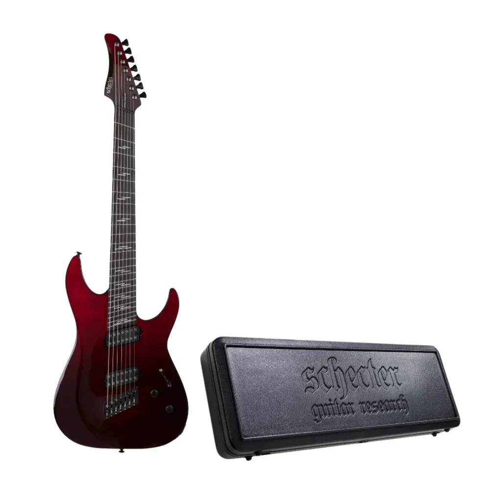 Schecter Reaper 7 Elite Multiscale 7 String Electric Guitar Blood Burst Bundle