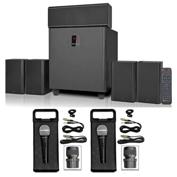 Rockville HTS820 Hybrid Bluetooth Home Theater / Karaoke Machine System+(2) Mics