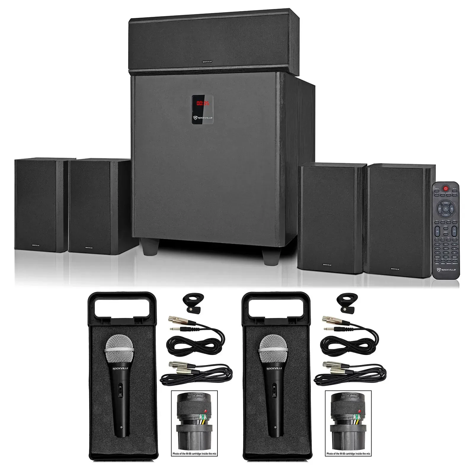 Караоке-система для дома Rockville HTS820 Bluetooth с 2 микрофонами