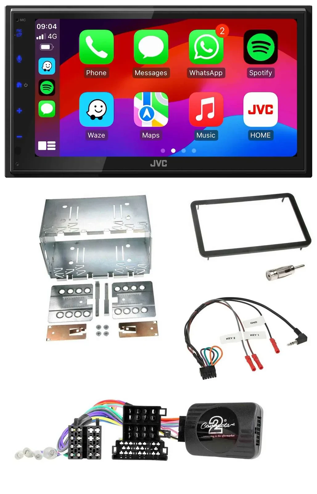 JVC Bluetooth 2DIN Lenkrad DAB USB Autoradio für Alfa Romeo 159 Brera Spider