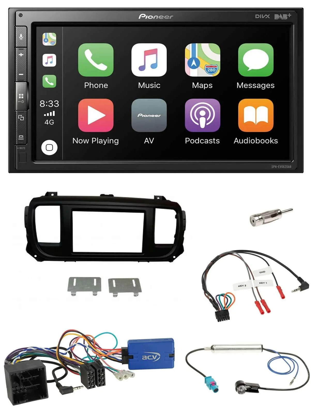 Pioneer USB Lenkrad DAB 2DIN Bluetooth Autoradio für Citroen Spacetourer Jumpy o