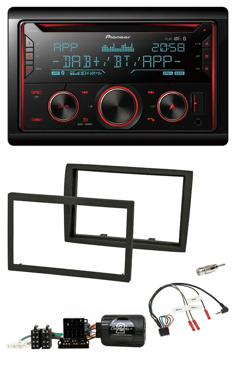 Автомагнитола для Fiat Ducato Pioneer 2-DIN, DAB, Bluetooth, USB, CD, поддержка кнопок на руле