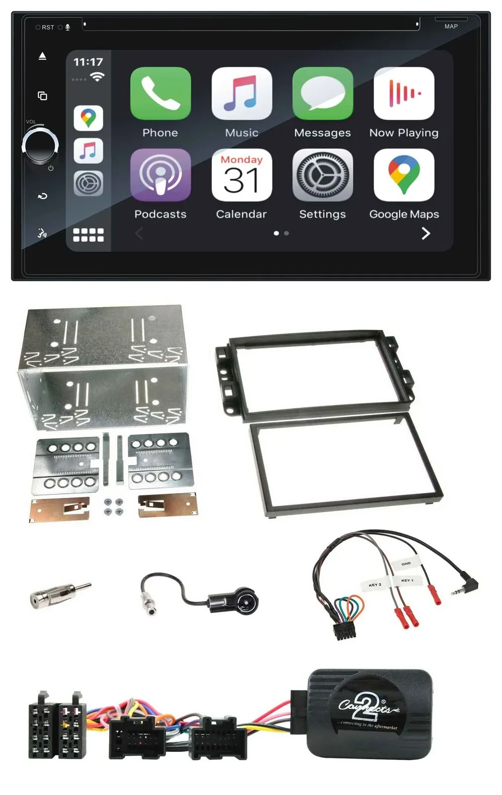 Blaupunkt DAB USB Bluetooth Lenkrad 2DIN TMC Navigation für Chevrolet Aveo Capti