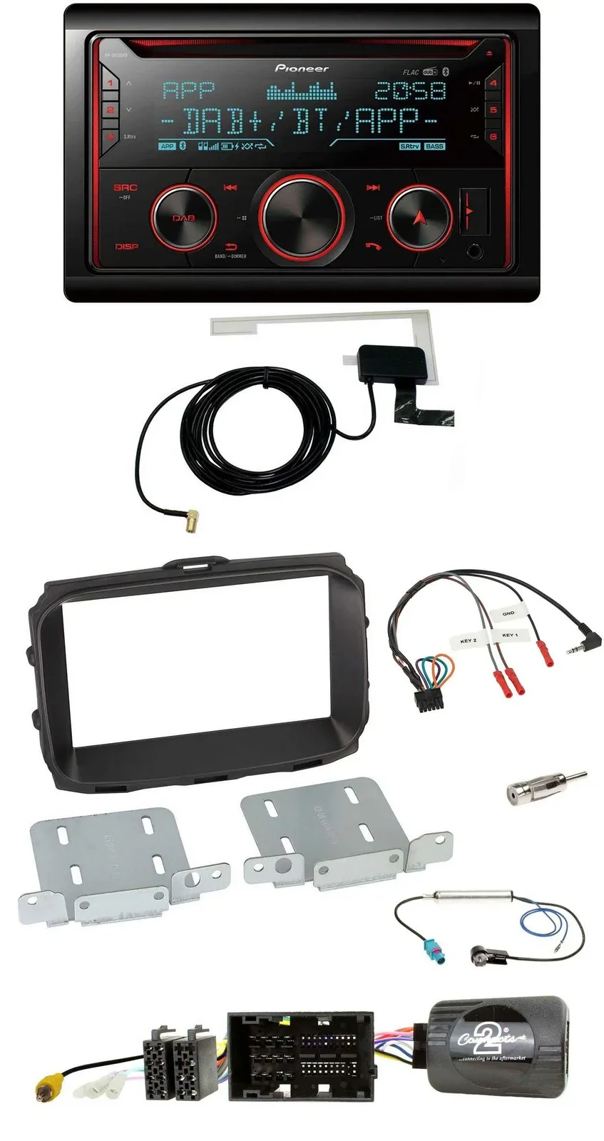 Автомагнитола для Alfa Romeo Giulietta (2013–2021) Pioneer 2DIN DAB USB CD Bluetooth с поддержкой кнопок на руле