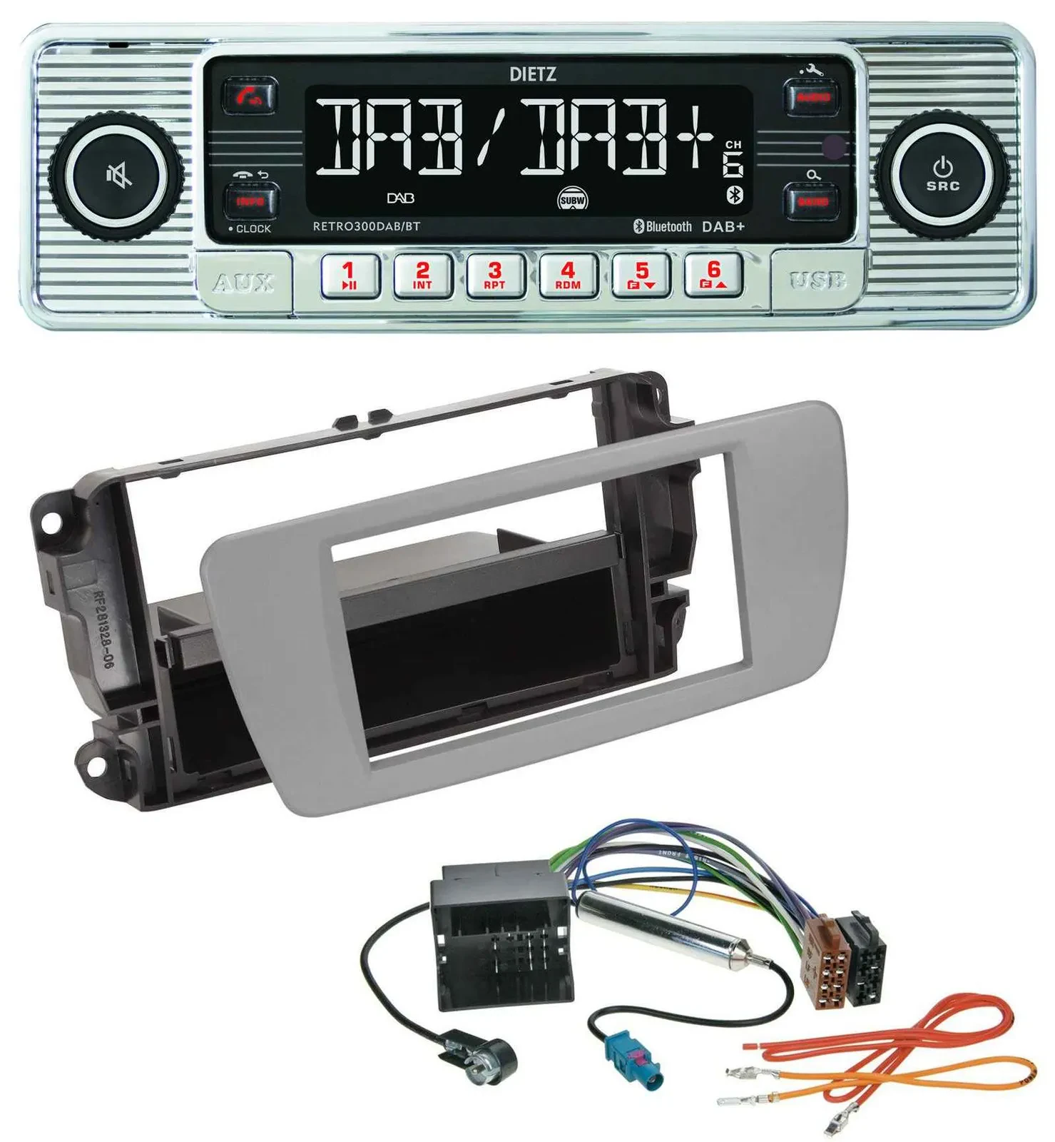 Dietz Bluetooth MP3 DAB USB Autoradio für Seat Ibiza (ab 08) - dublingrau