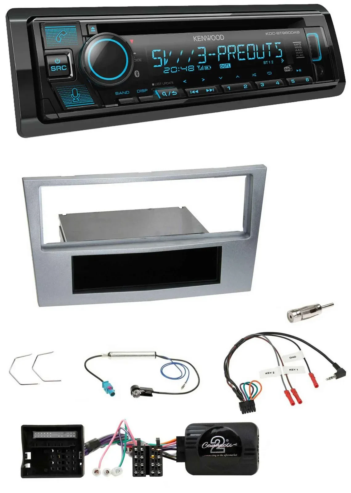 Автомагнитола Kenwood Bluetooth, USB, CD, DAB, совместимая с кнопками на руле, для Opel Astra H/Zafira B/Corsa D