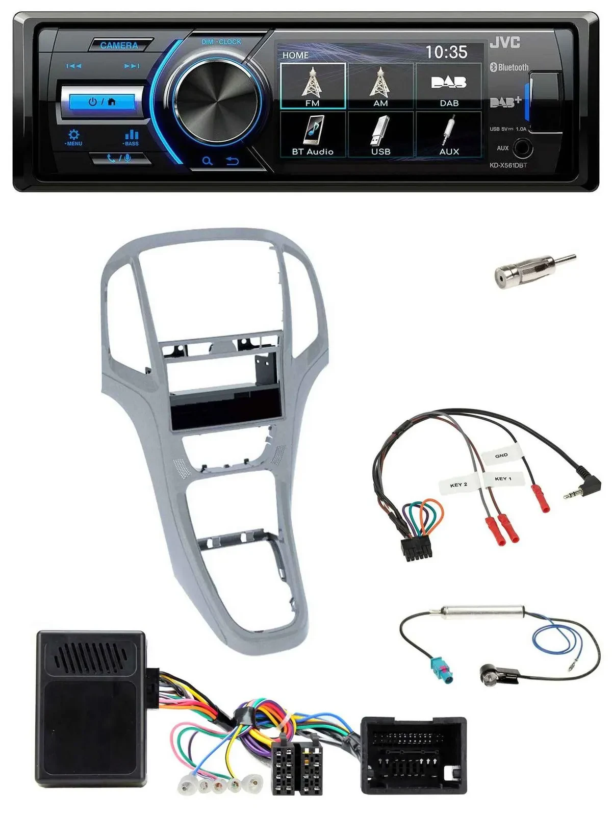 JVC Bluetooth Lenkrad USB DAB Autoradio für Opel Astra J 09-16 Platin silber