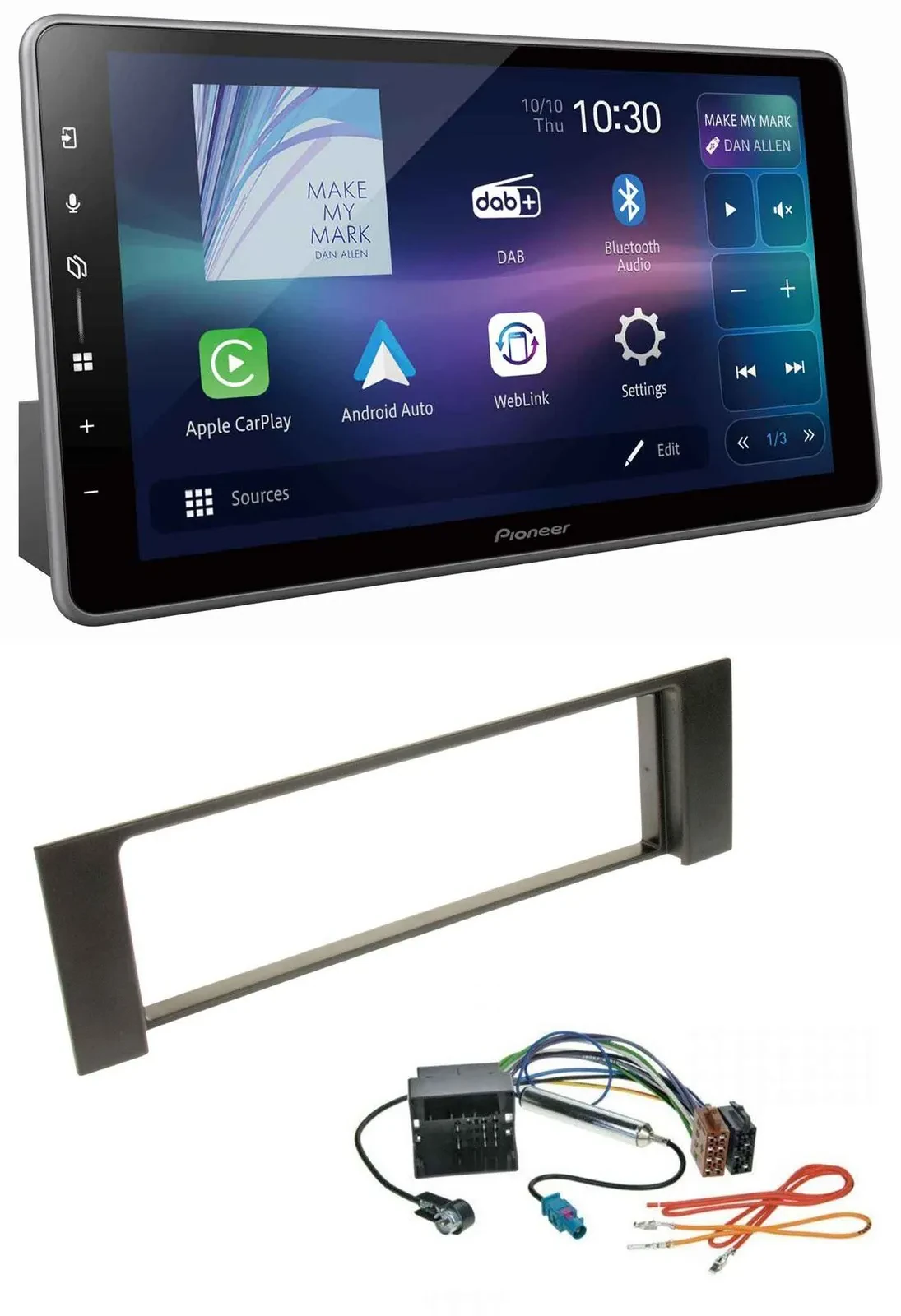 Автомагнитола Pioneer Bluetooth USB DAB MP3 для Audi A4 (2000–2004, B6) Quadlock Fakra