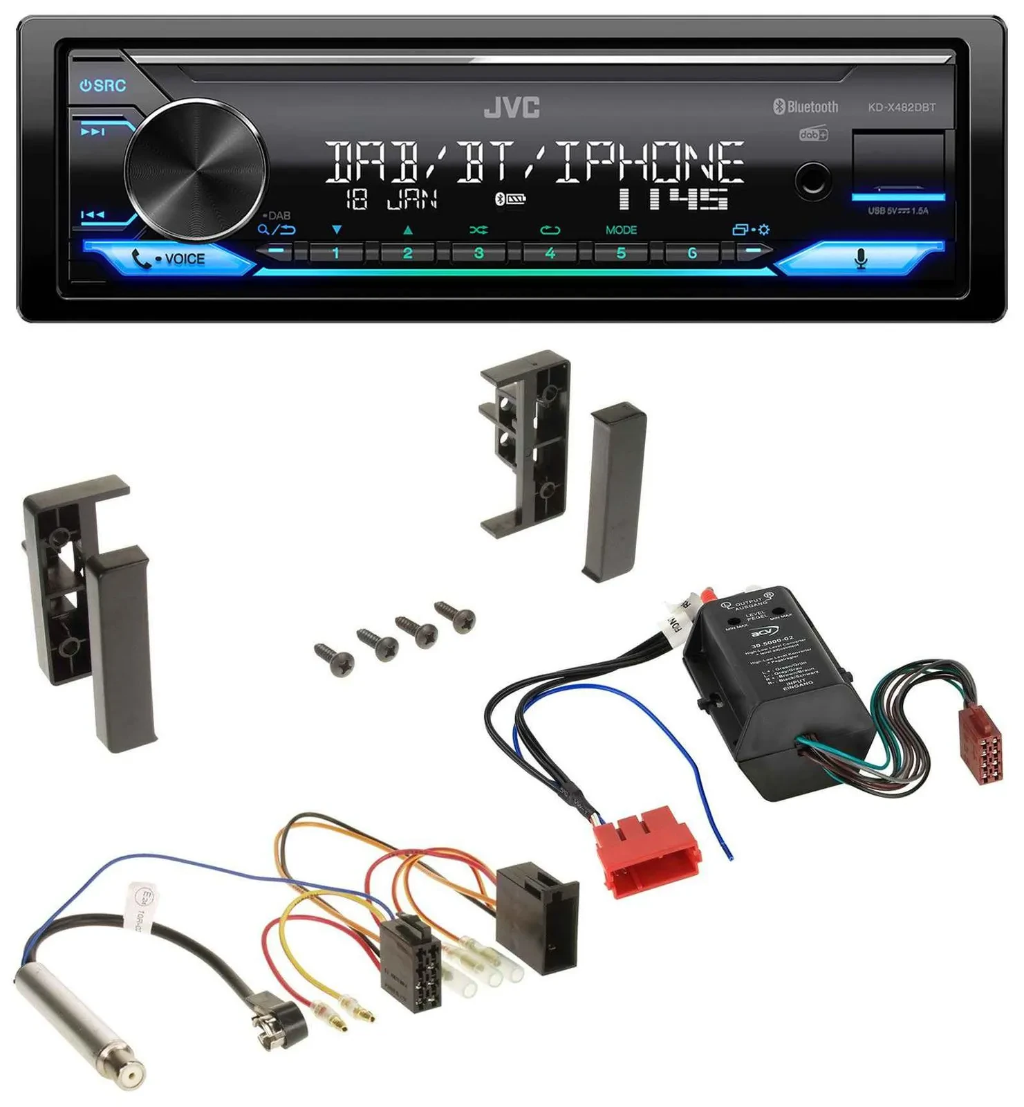 JVC Bluetooth DAB USB MP3 Autoradio für Audi A2 A3 8L A6 C5 A4 B5 Bose Aktivsyst