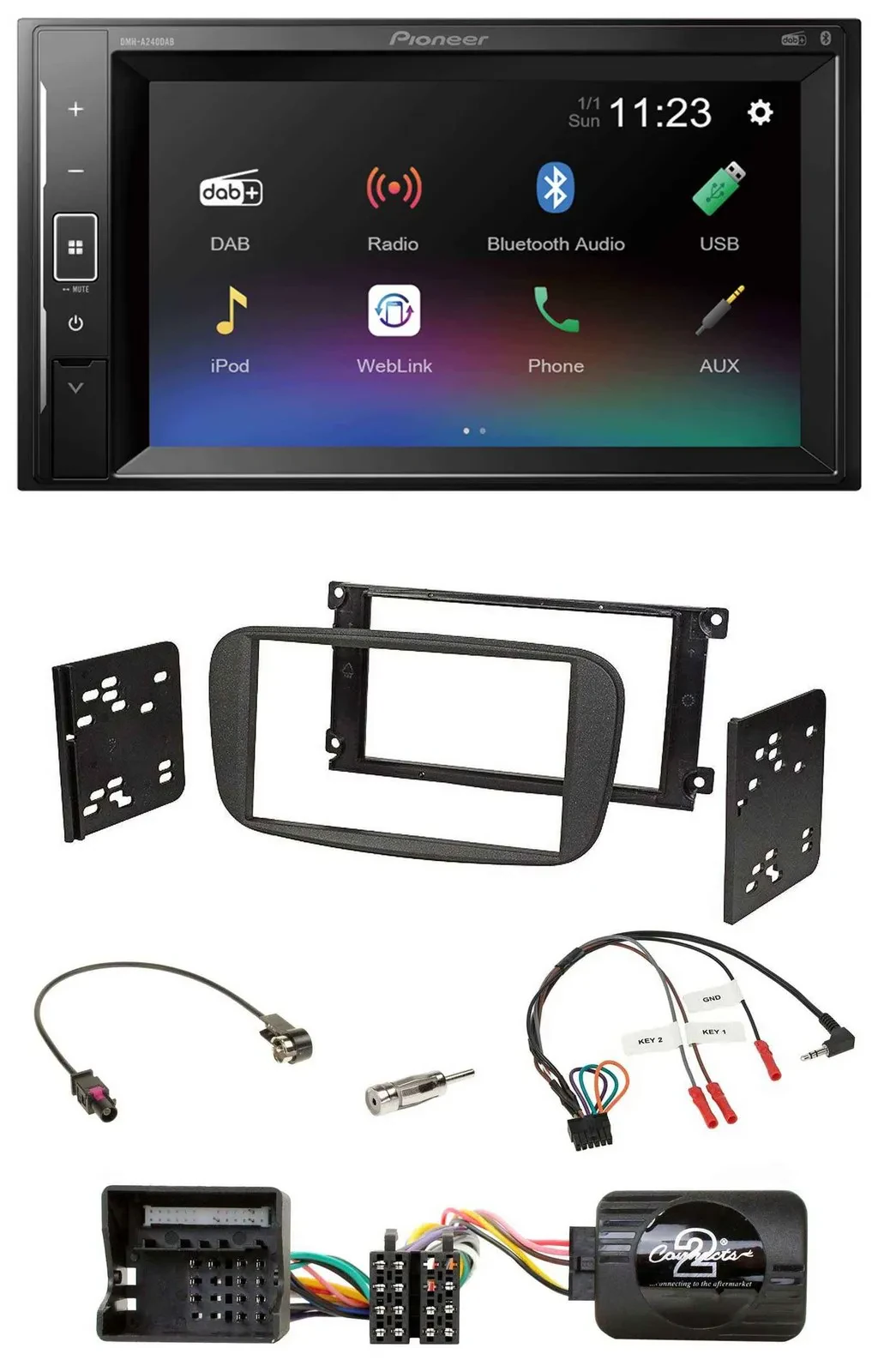 Pioneer DAB Lenkrad 2DIN Bluetooth USB Autoradio für Ford S-Max Mondeo 2007-2014