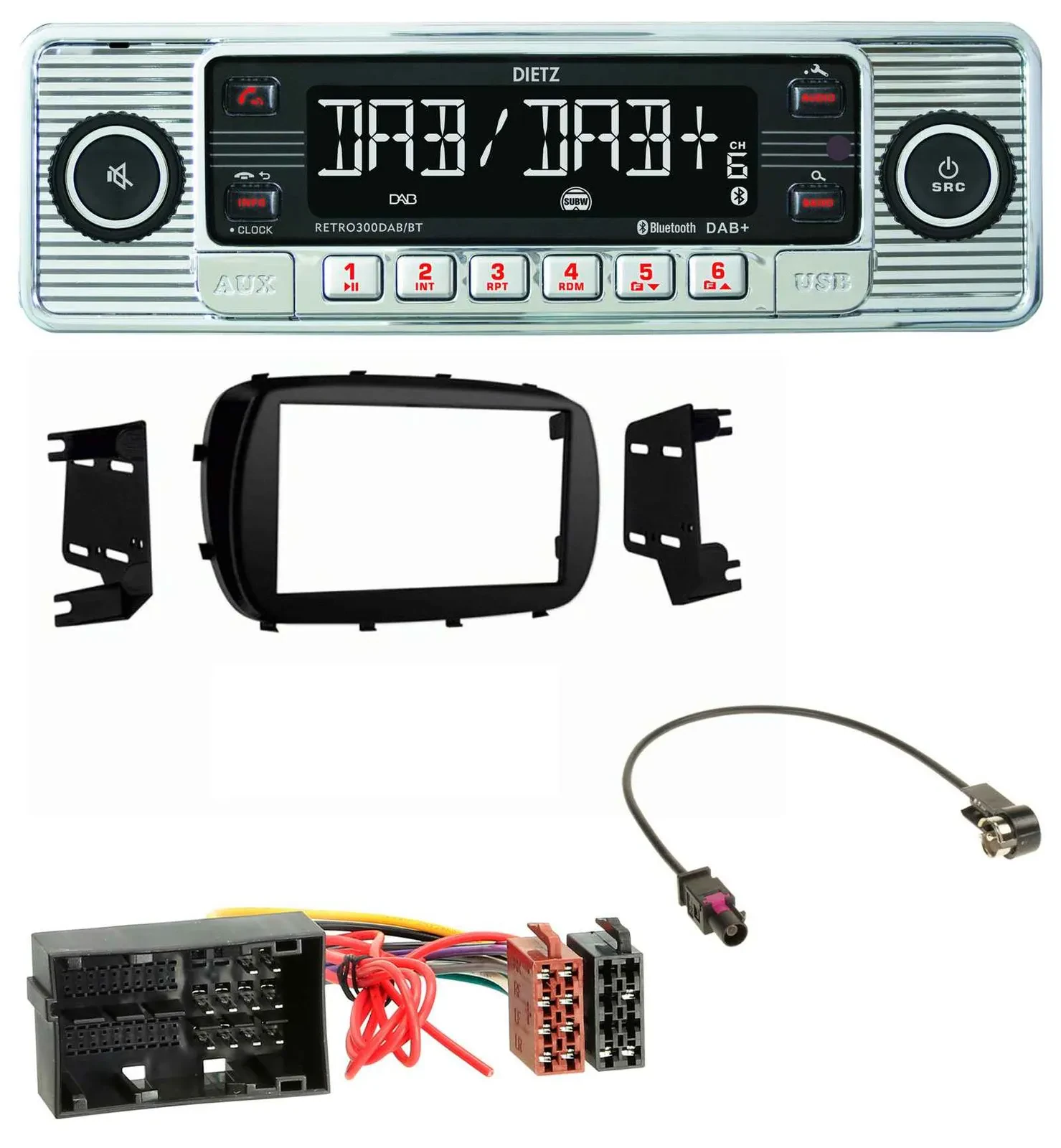 Dietz Bluetooth MP3 DAB USB Autoradio für Fiat 500X (ab 2015)