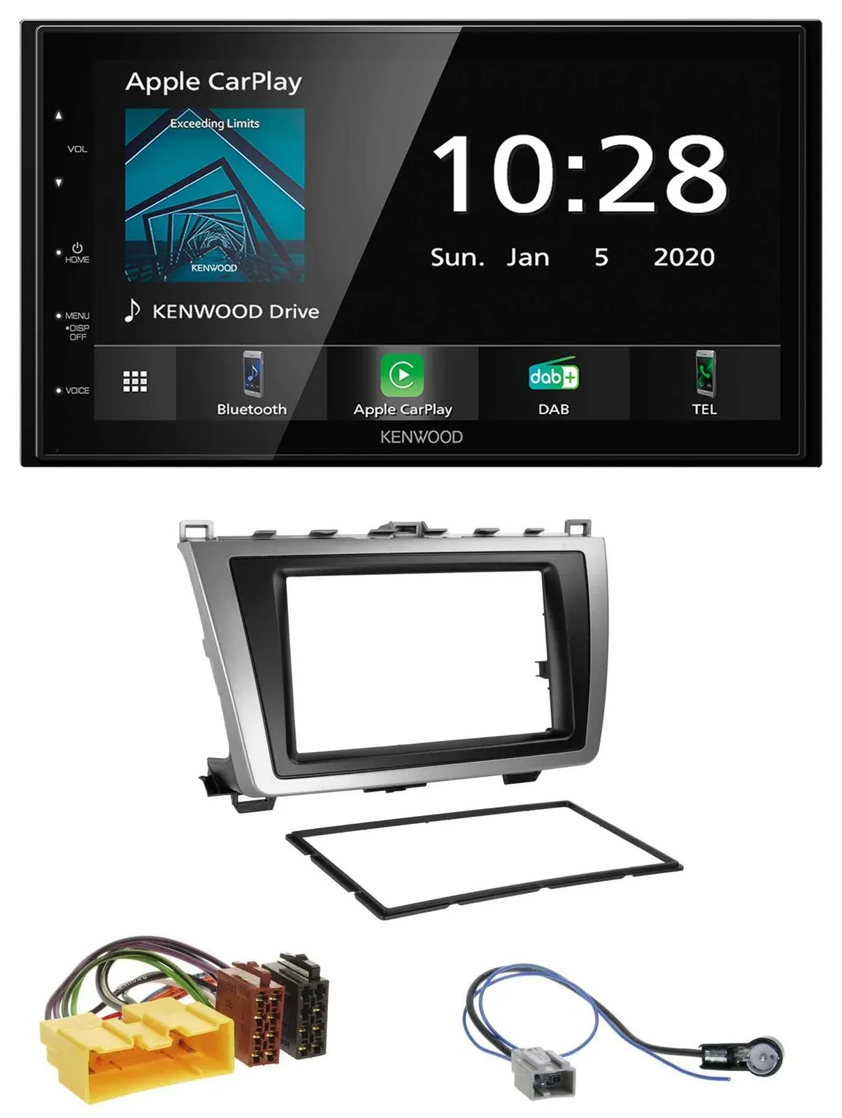 Kenwood Bluetooth MP3 DAB USB 2DIN Autoradio für Mazda 6 08-12 schwarz-silber