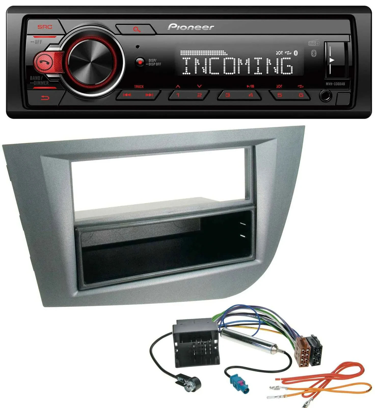 Pioneer Bluetooth USB DAB MP3 Autoradio für Seat Leon ab 05 dunkelgrau metallic