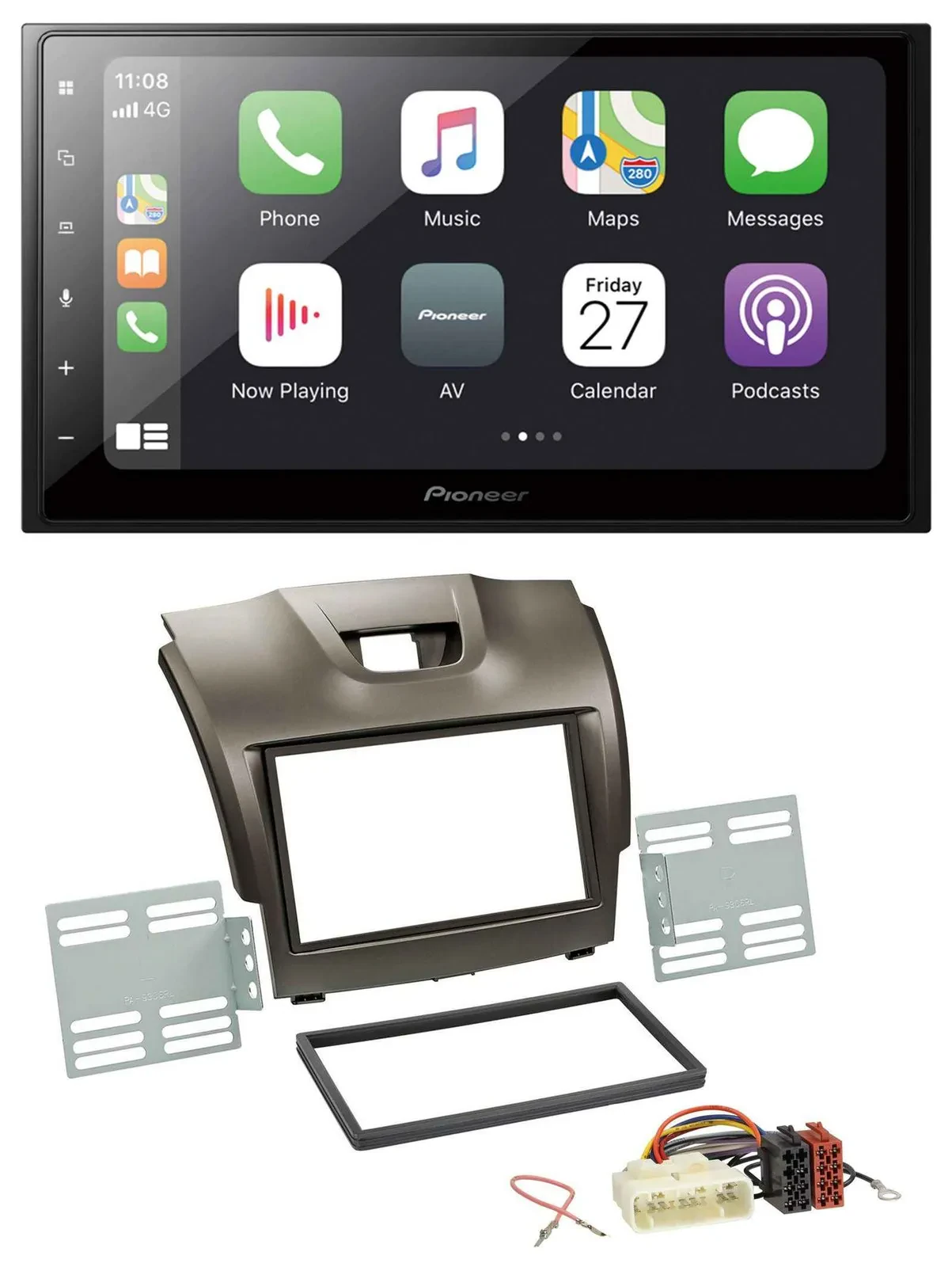 Pioneer MP3 Bluetooth DAB 2DIN USB Autoradio für Isuzu D-Max ab 2012 grau