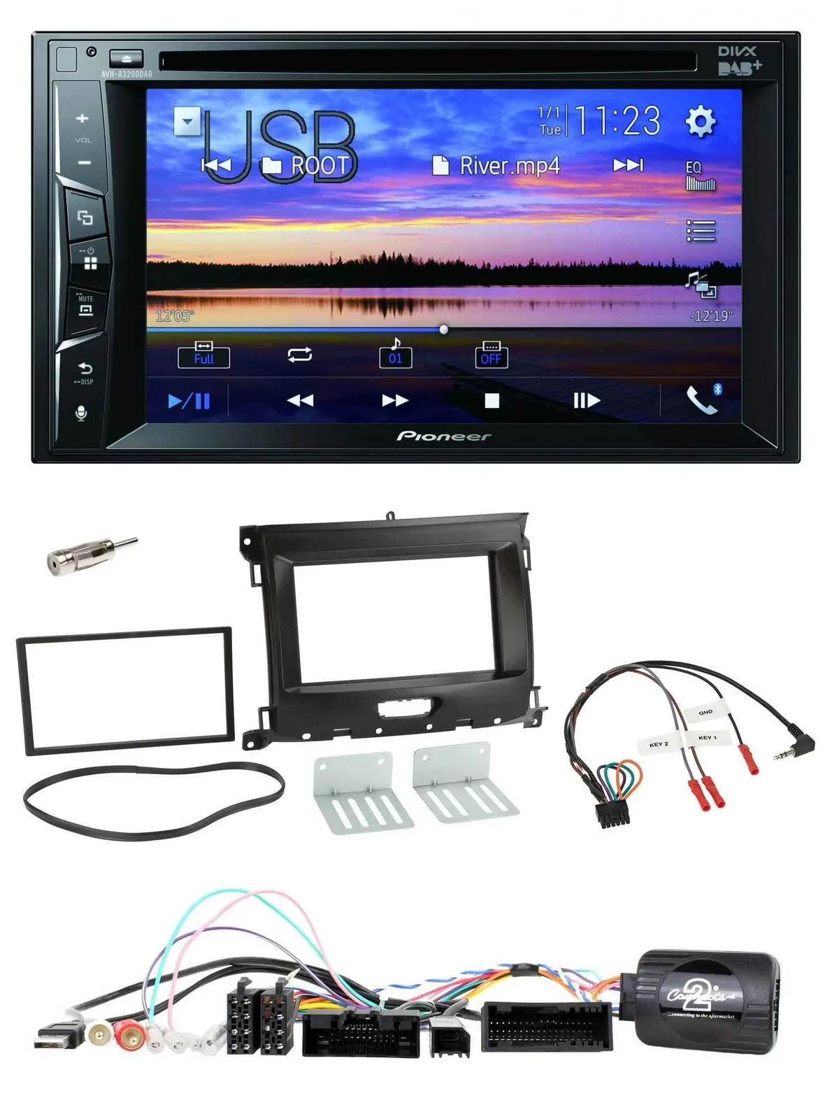 Pioneer Bluetooth 2DIN USB DVD DAB Lenkrad Autoradio für Ford Ranger XL ab 02/20