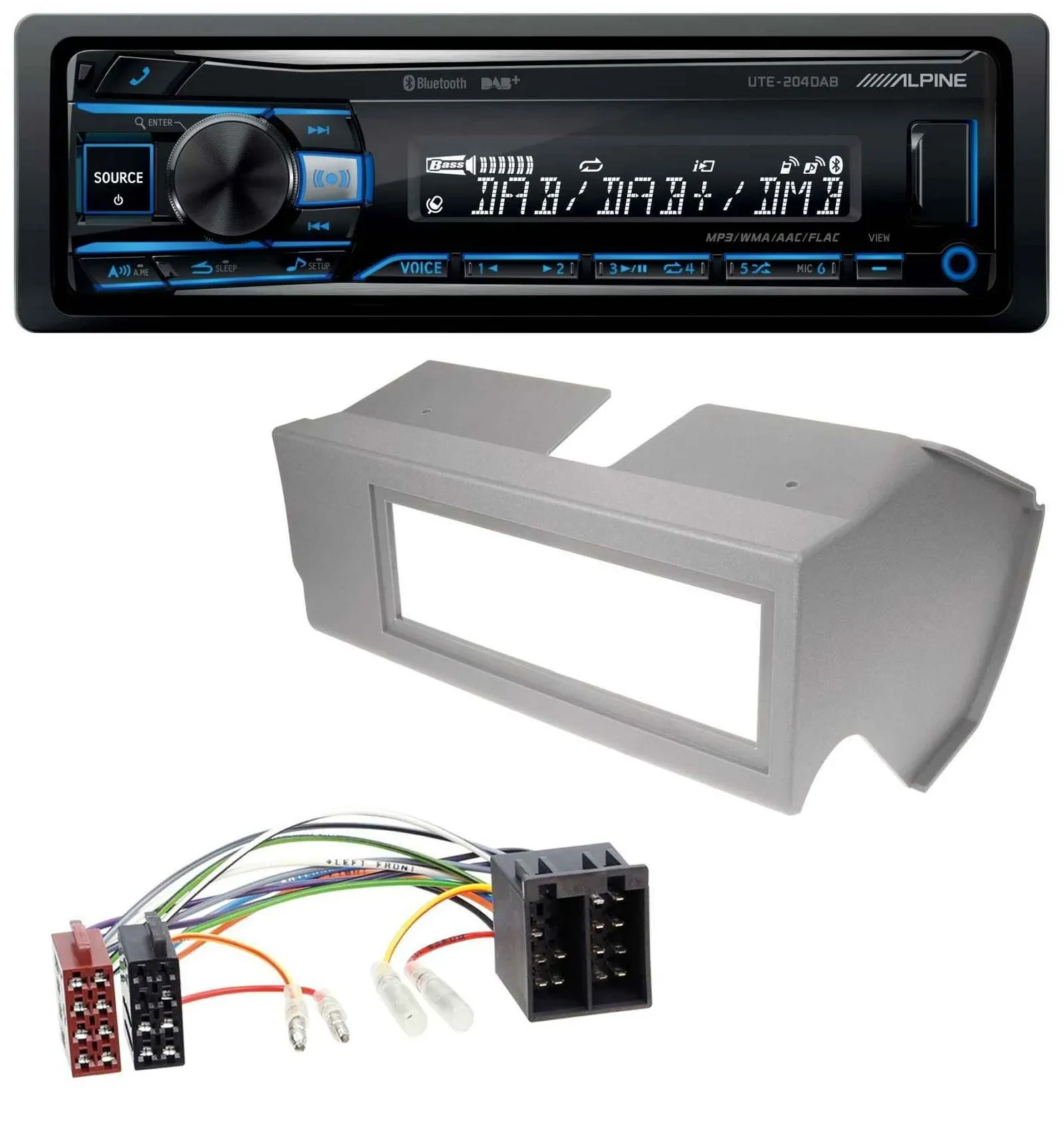 Alpine USB Bluetooth DAB MP3 Autoradio für Fiat Panda (bis 2002) - grau