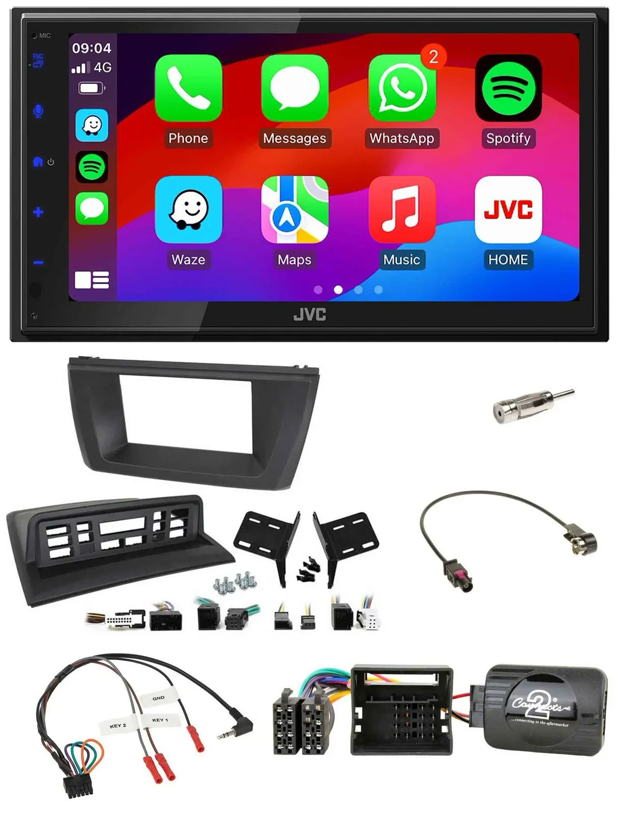JVC Bluetooth USB Lenkrad 2DIN DAB Autoradio für BMW X3 E83 2004-2010 mittig
