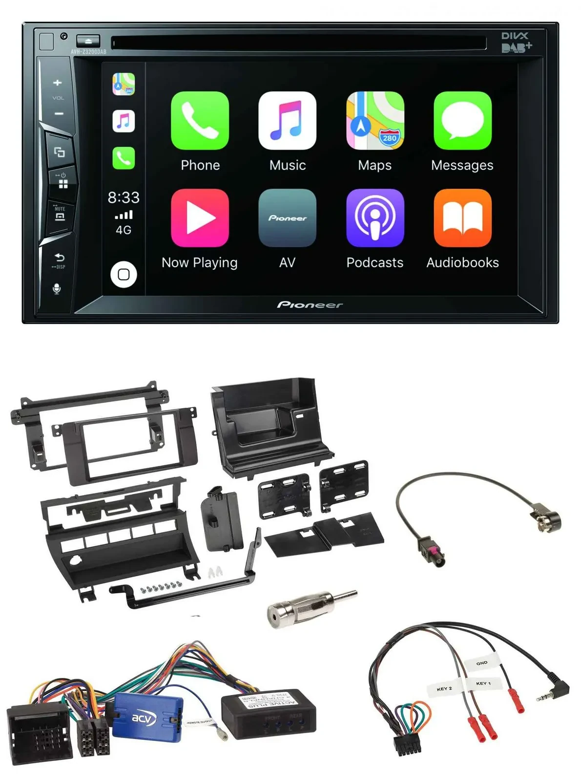 Pioneer Lenkrad USB DVD Bluetooth DAB 2DIN Autoradio für BMW 3er 02-06 E46 5 Sch