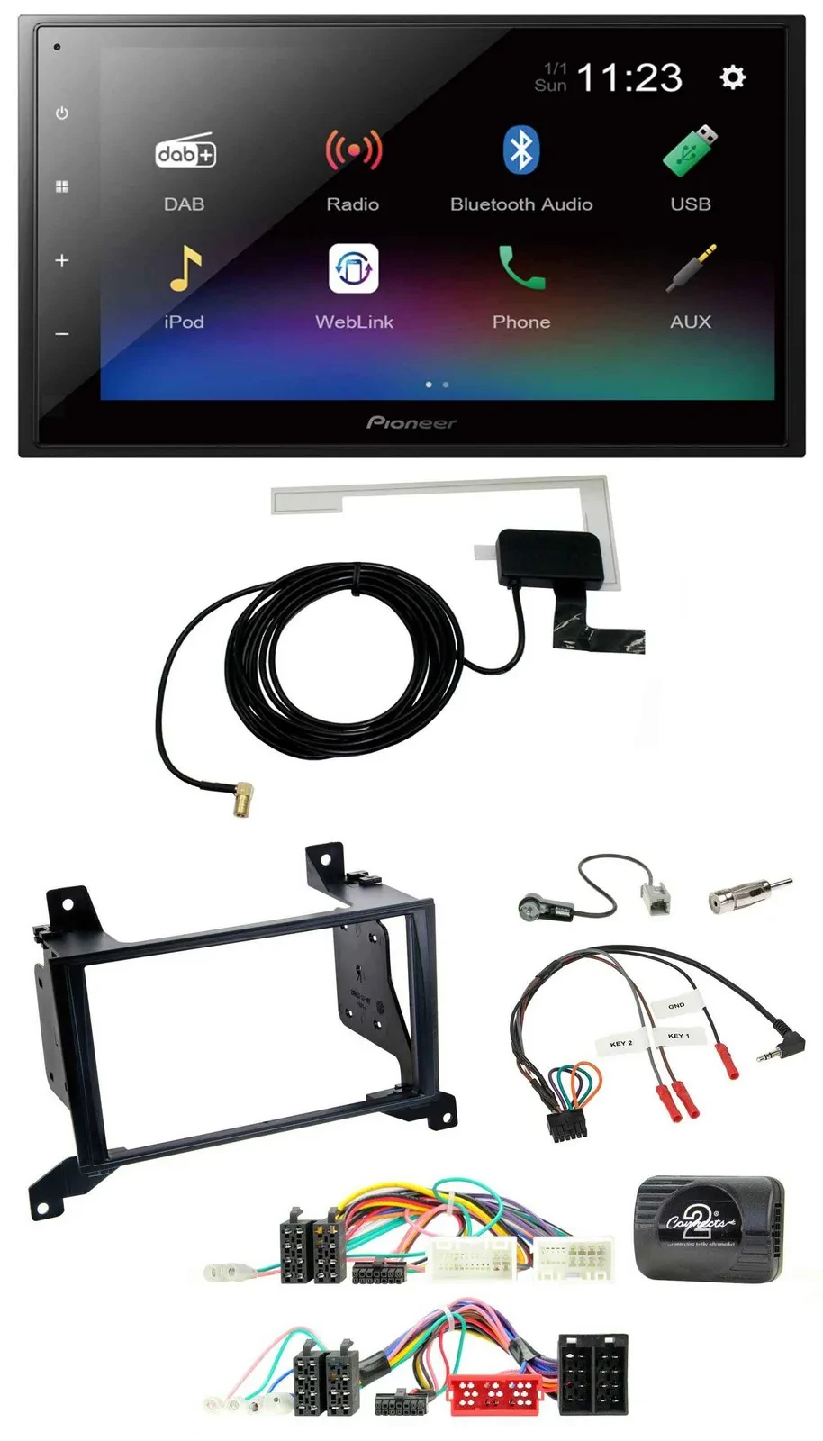 Автомагнитола для Hyundai Santa Fe CM (2009–20) Pioneer 2DIN, DAB, Bluetooth, USB, поддержка управления на руле