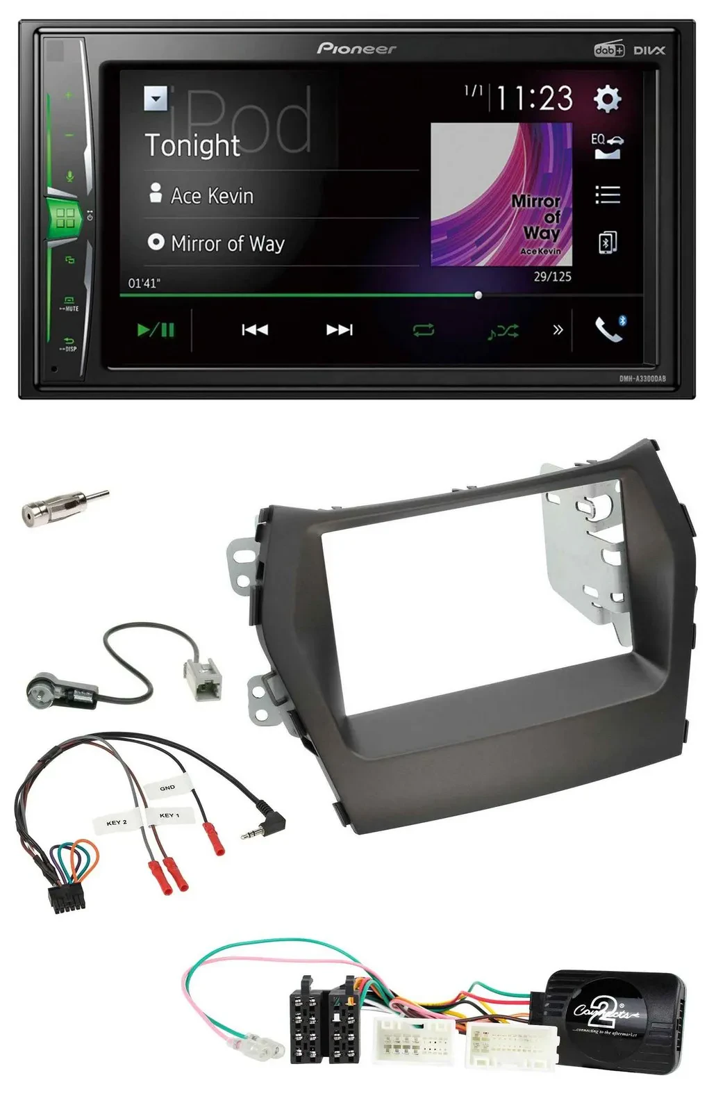Pioneer 2DIN Lenkrad DAB USB Bluetooth Autoradio für Hyundai Santa Fe ab 2012 oh