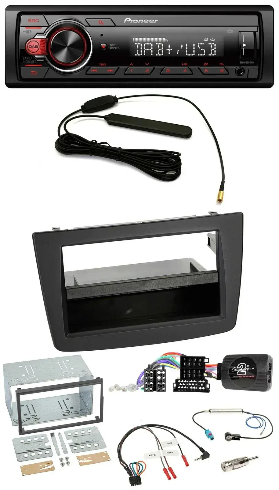 Автомагнитола Pioneer 1-DIN, MP3, DAB, USB, для Alfa Romeo Mito (2008–2014), черная