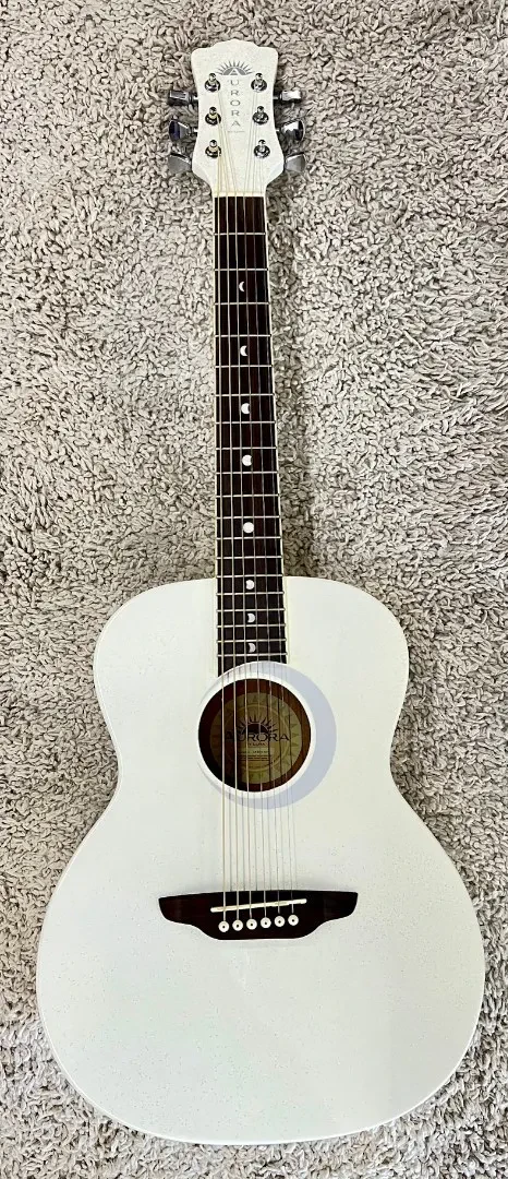 Luna Aurora Borealis 3/4-Size Acoustic Guitar - White Sparkle - Model AR BOR WHT