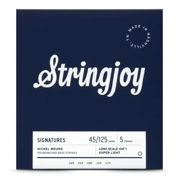 Stringjoy Long Scale Light Nickel Wound 5 String Bass Strings - 45-125