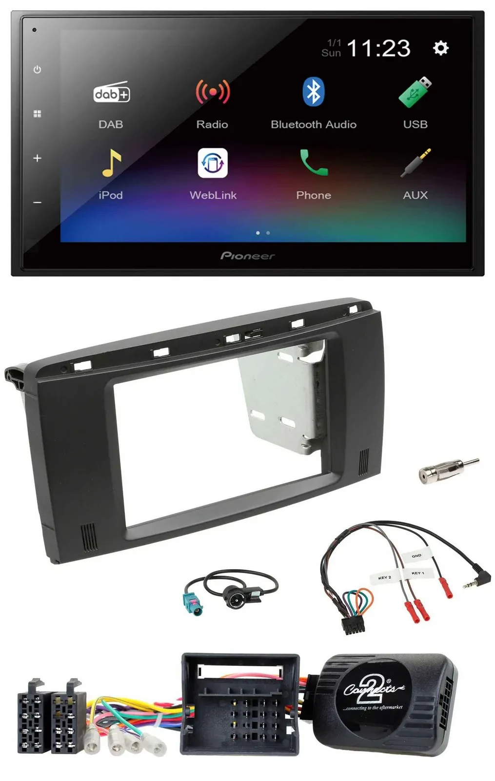 Pioneer USB Bluetooth DAB 2DIN Lenkrad Autoradio für Mercedes SLK 08-11 R171