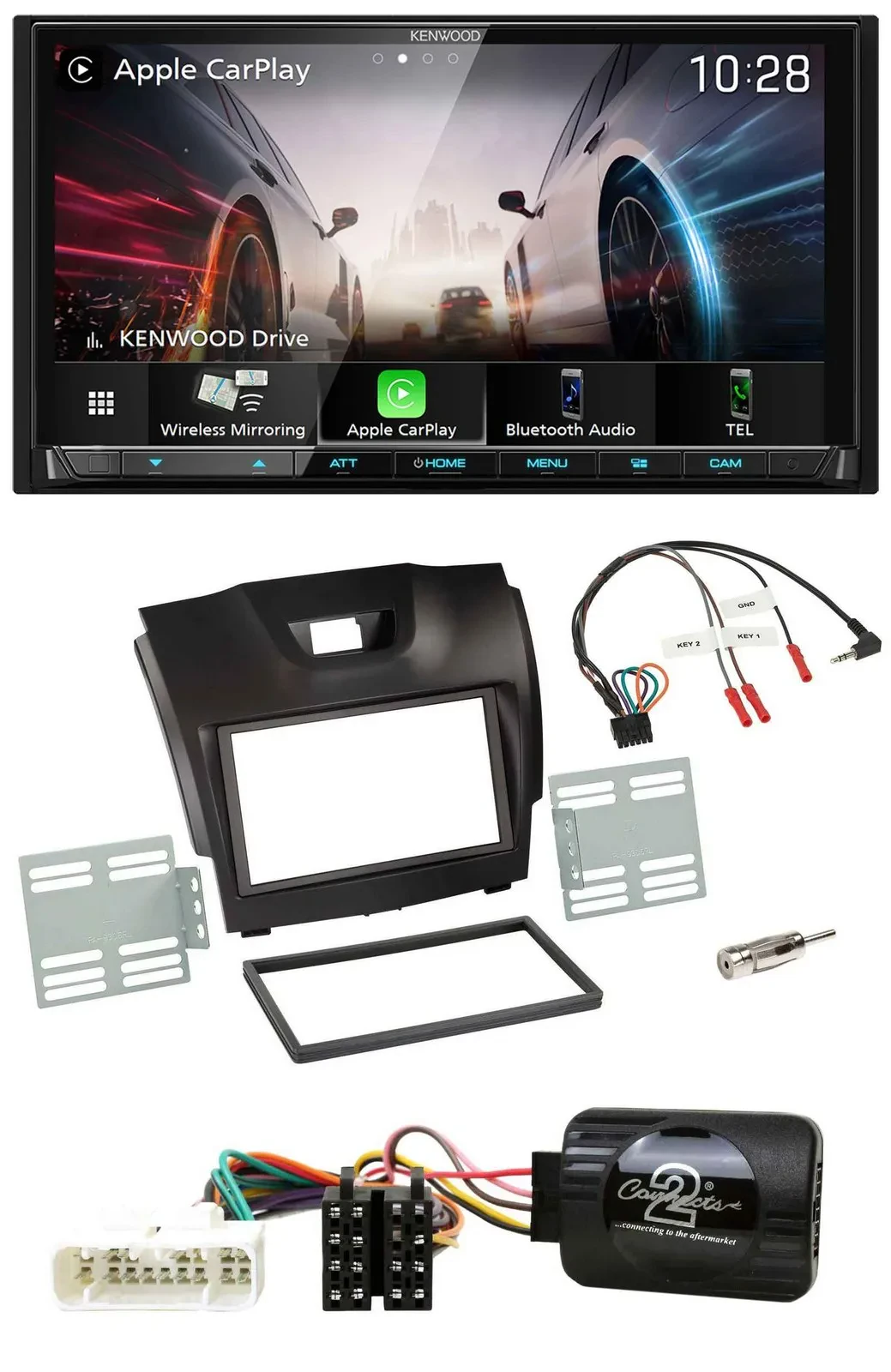 Kenwood Lenkrad 2DIN USB DAB Bluetooth Autoradio für Isuzu D-Max ab 12 dunkelgra