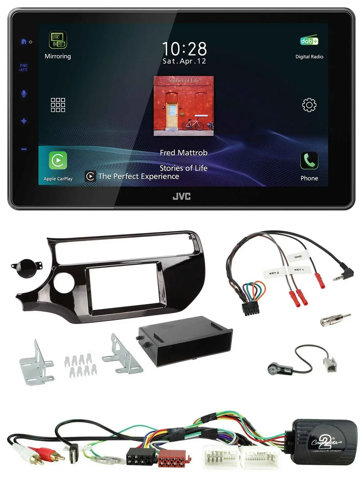 JVC DAB Lenkrad Bluetooth USB Autoradio für Kia Rio UB ab 03/2015 piano schwarz
