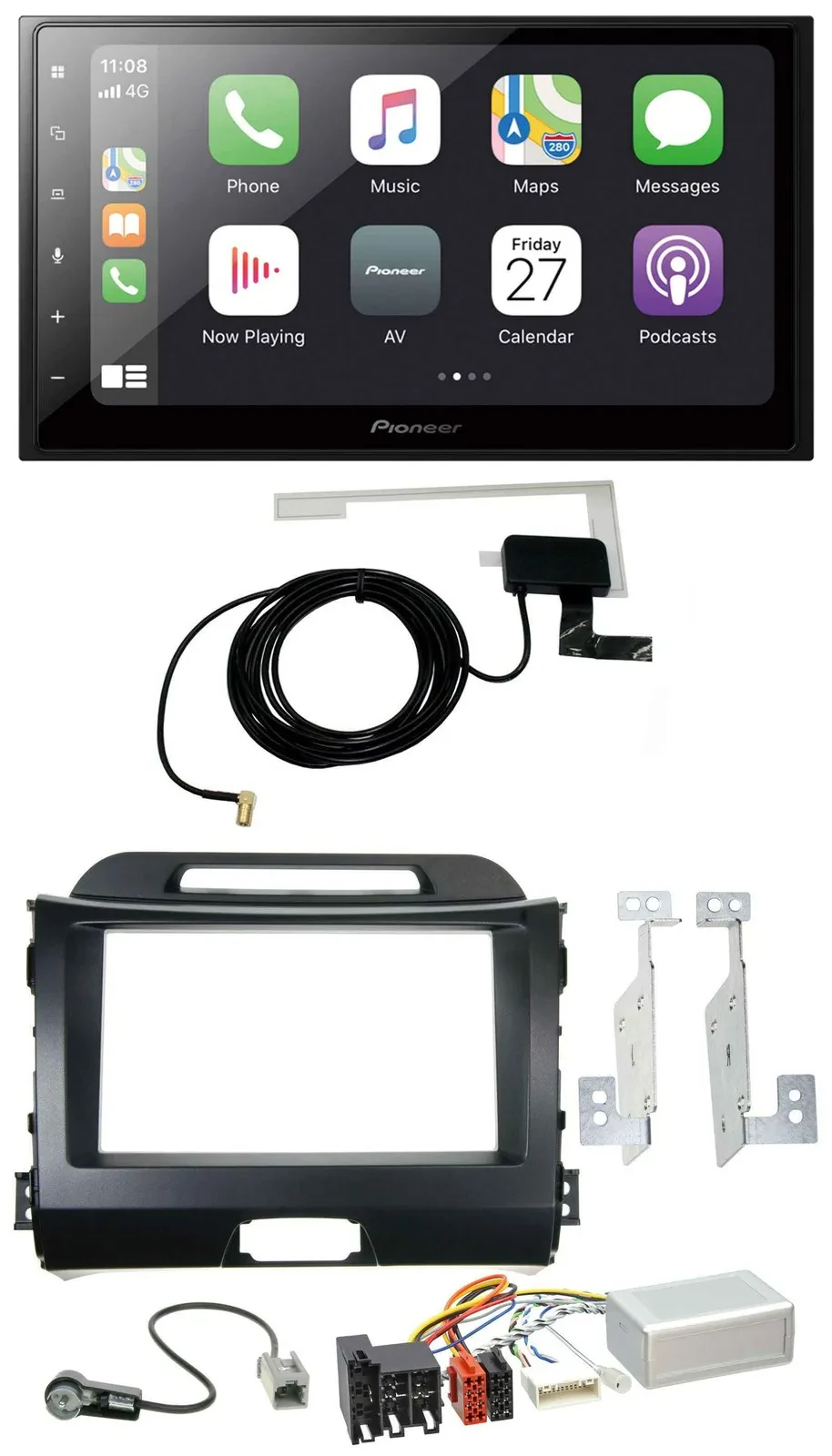 Pioneer USB Lenkrad 2DIN Bluetooth DAB Autoradio für Kia Sportage 3 10-15 Navi s