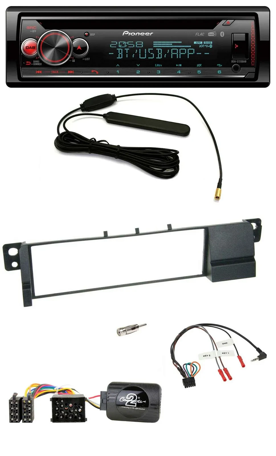 Автомагнитола Pioneer USB DAB Bluetooth CD для BMW 3 Series E46 (1998–2007) с поддержкой управления на руле