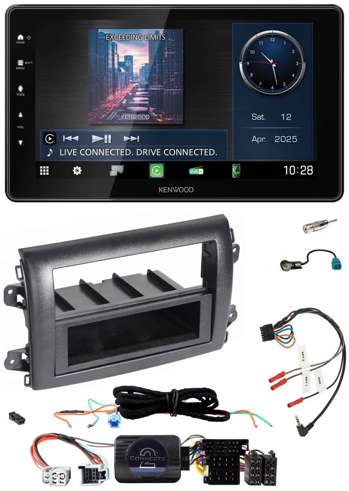 Kenwood Lenkrad Bluetooth USB DAB Autoradio für Fiat Ducato Serie 8 ab 2021