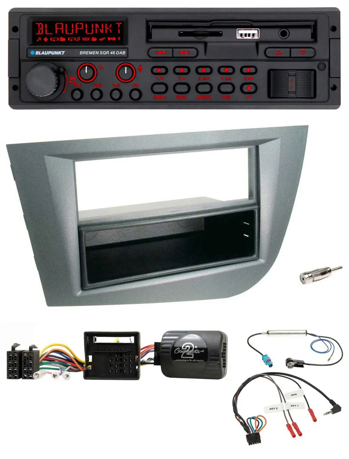 Blaupunkt SD Lenkrad USB Bluetooth DAB Autoradio für Seat Leon 2005-2010 dunkelg
