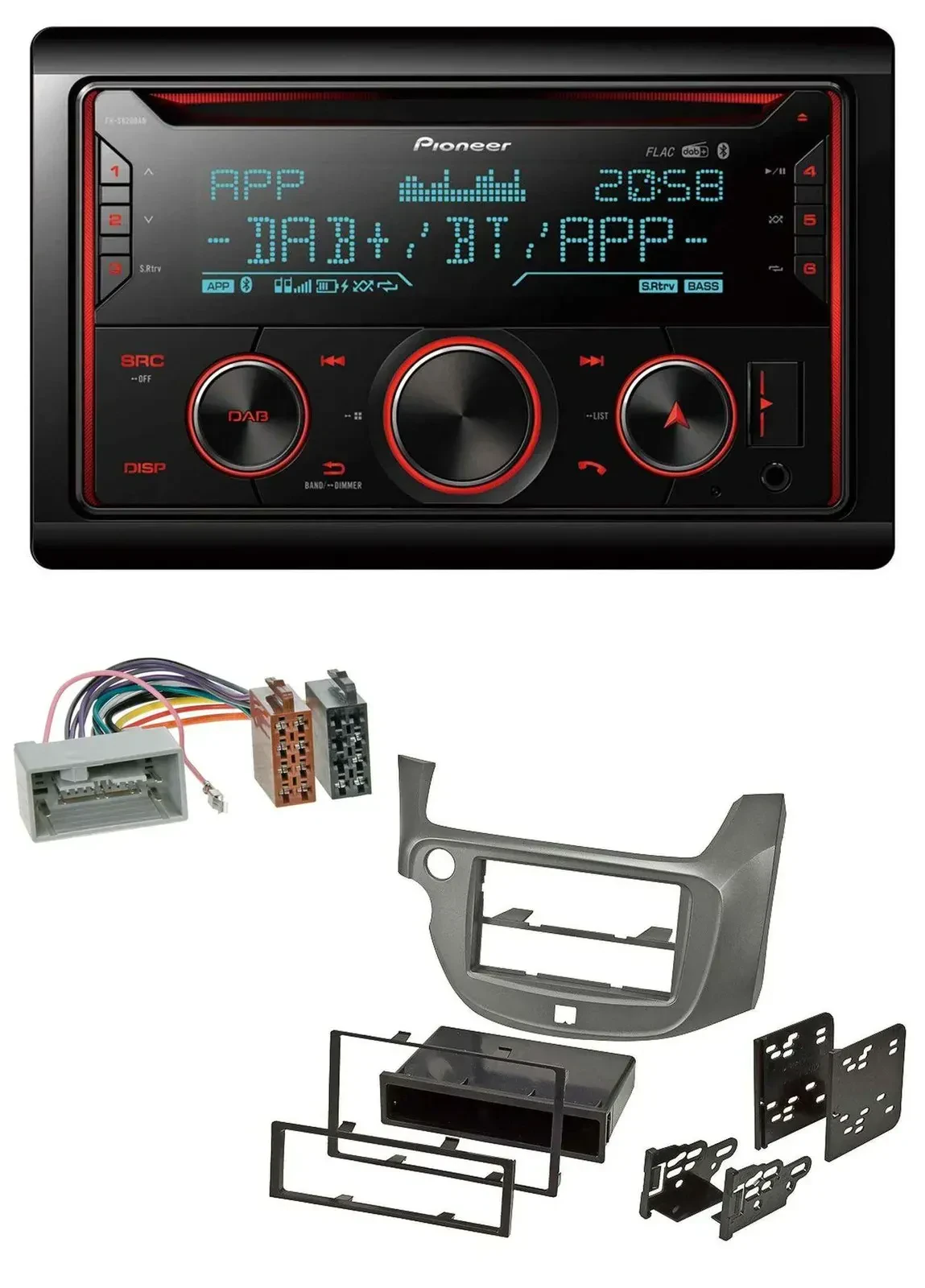 Автомагнитола Pioneer 2-DIN DAB Bluetooth USB CD для Honda Jazz (с 2009), серебристая