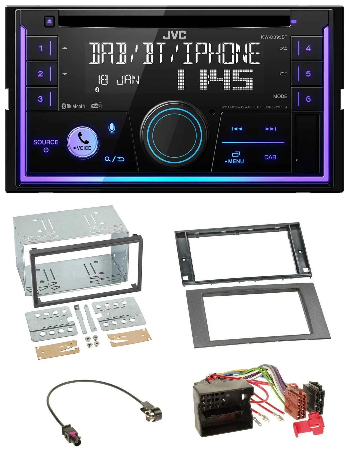 JVC MP3 USB 2DIN DAB Bluetooth CD Autoradio für Ford Fusion Kuga Transit 05-12 a