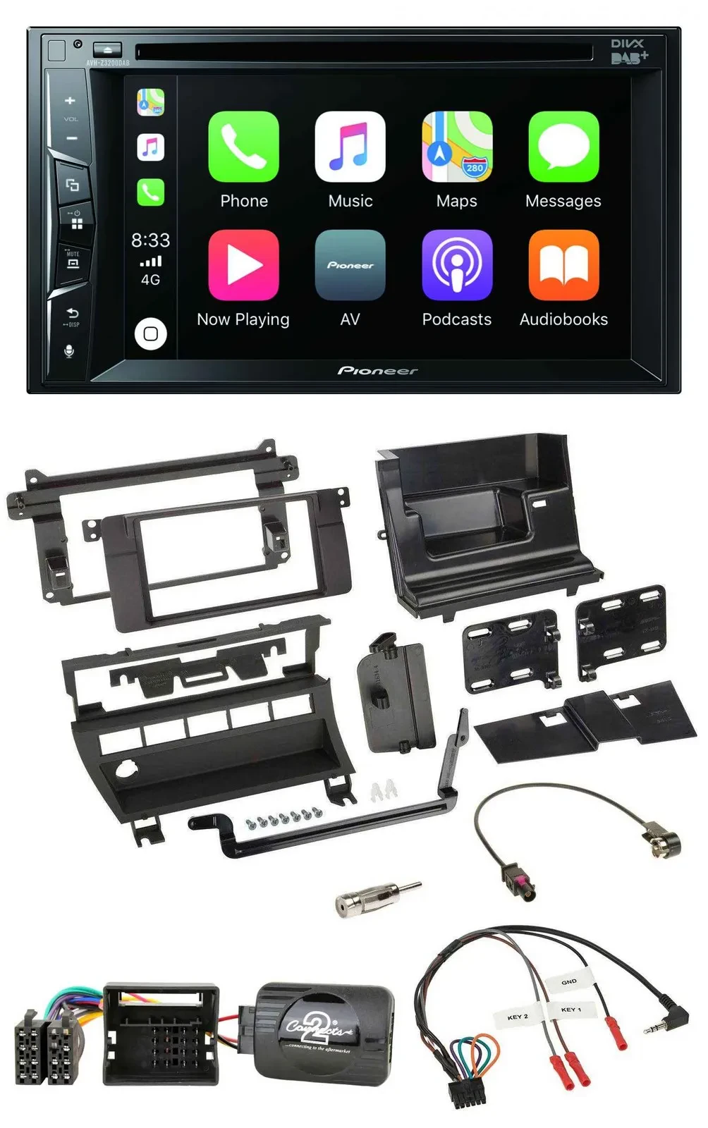 Pioneer Lenkrad USB DVD Bluetooth DAB 2DIN Autoradio für BMW 3er 2001-2006 5 Sch