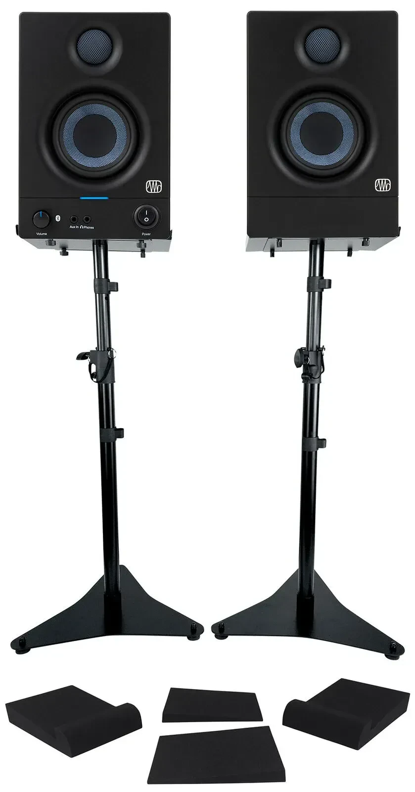 Pair Presonus Eris 3.5BT 2nd Gen 3.5" Studio Monitors w/Bluetooth+Stands+Pads