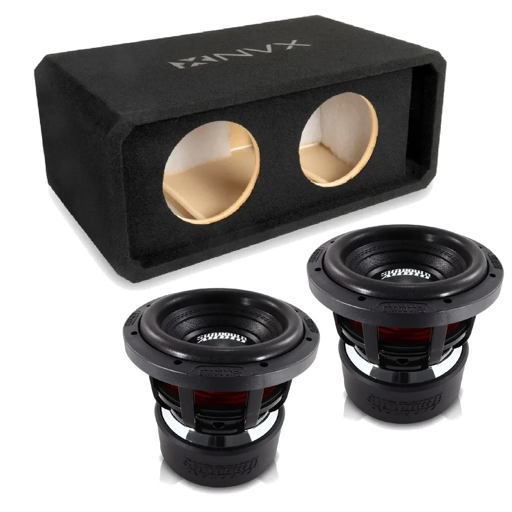 NVX NE82P Dual 8" Slot Ported 3/4" MDF Subwoofer Enclosure w/ Car Subwoofer