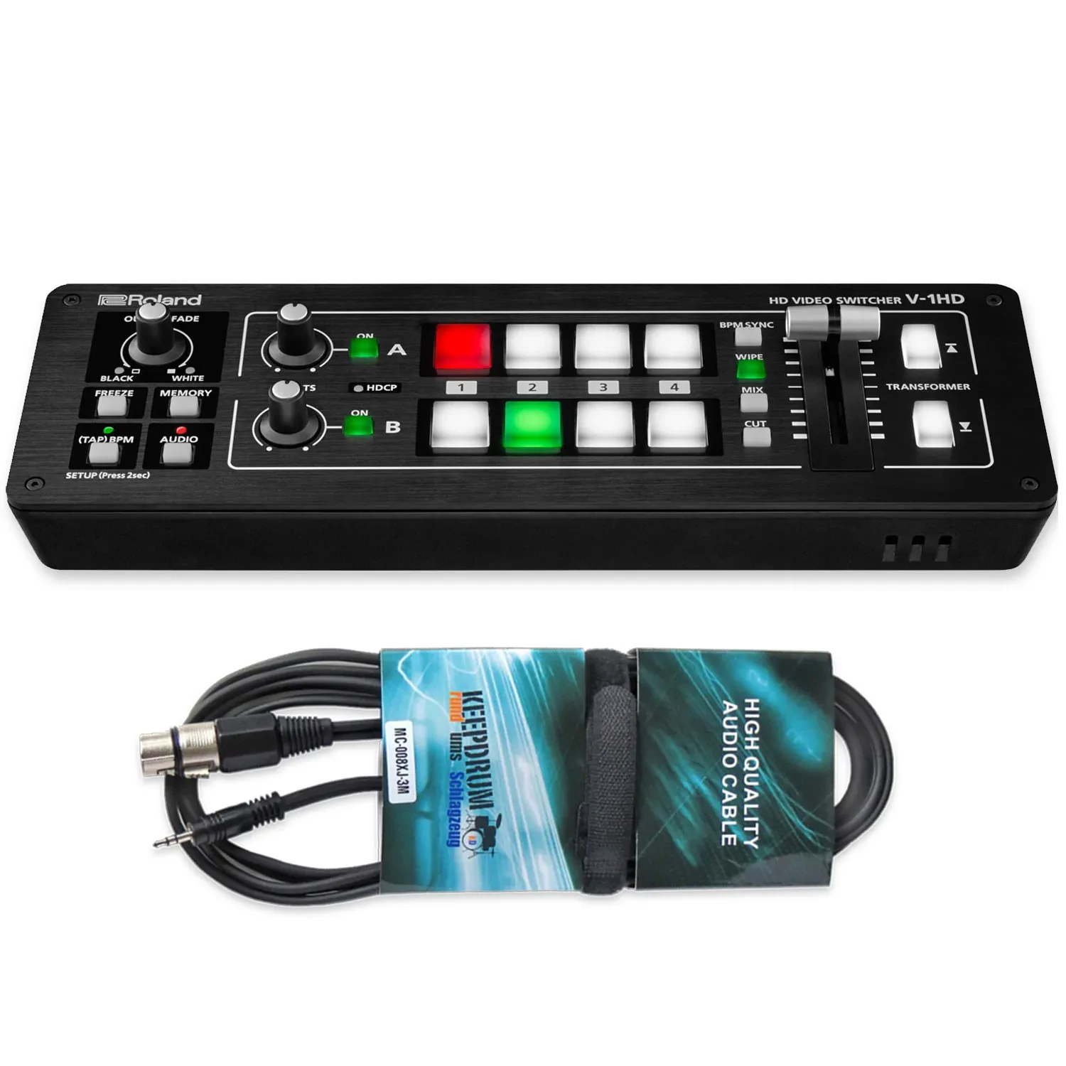 Roland V-1HD A/V HDMI-Video-Switcher mit keepdrum Kabel
