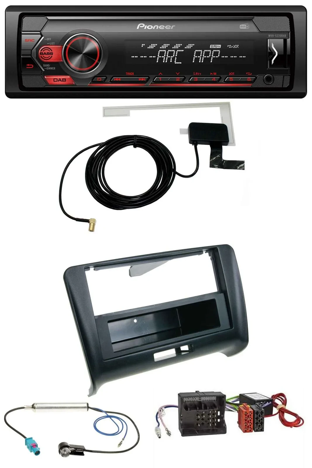 Автомагнитола для Audi TT (2006–2014) Pioneer 1-DIN USB DAB MP3 AUX Quadlock для активной аудиосистемы