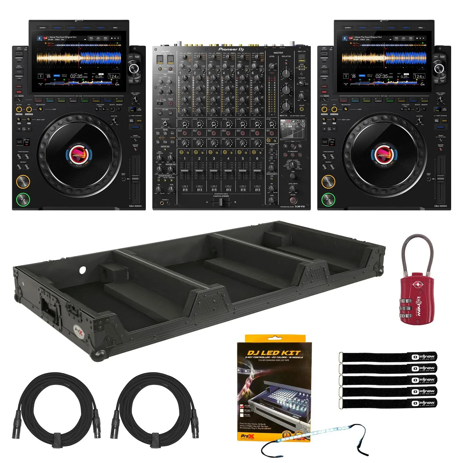 DJ-микшер AlphaTheta DJM-V10 с 2 DJ-плеерами CDJ-3000X и кейсом (набор)