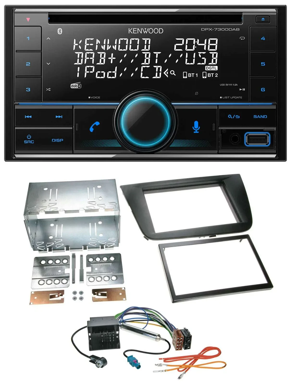 Автомагнитола Kenwood 2DIN CD DAB USB MP3 Bluetooth для Seat Leon 2005–2009 черная