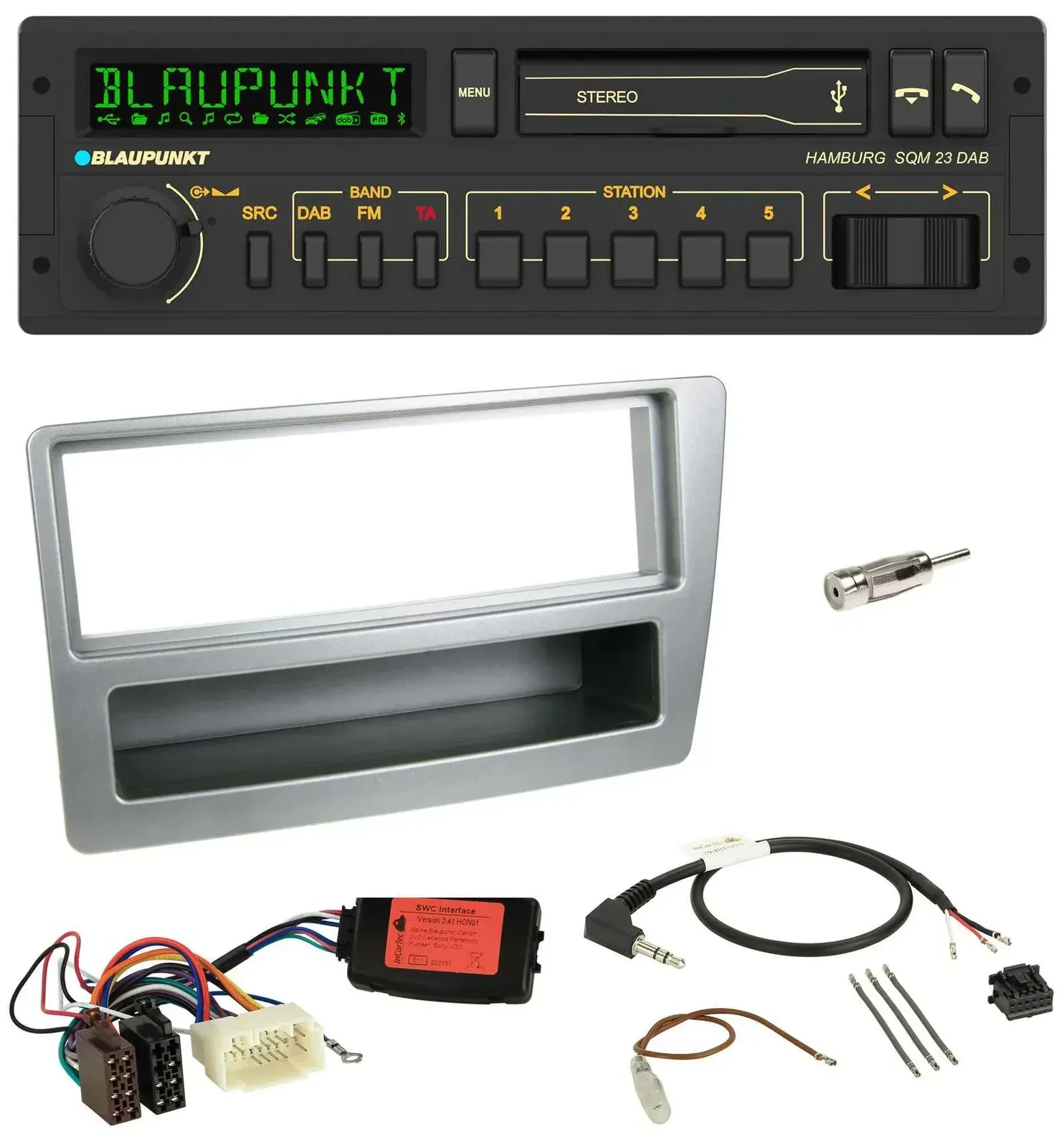 Blaupunkt USB DAB Bluetooth Lenkrad Autoradio für Honda Civic 2004-2006 silber
